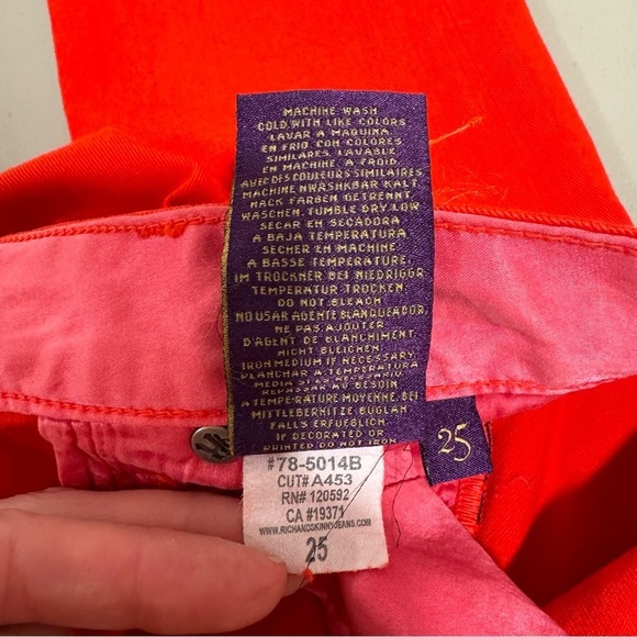 Rich & Skinny Sleek Red Orange Straight Leg Stretchy Jeans Y2K | Size 25 - Picture 7 of 7